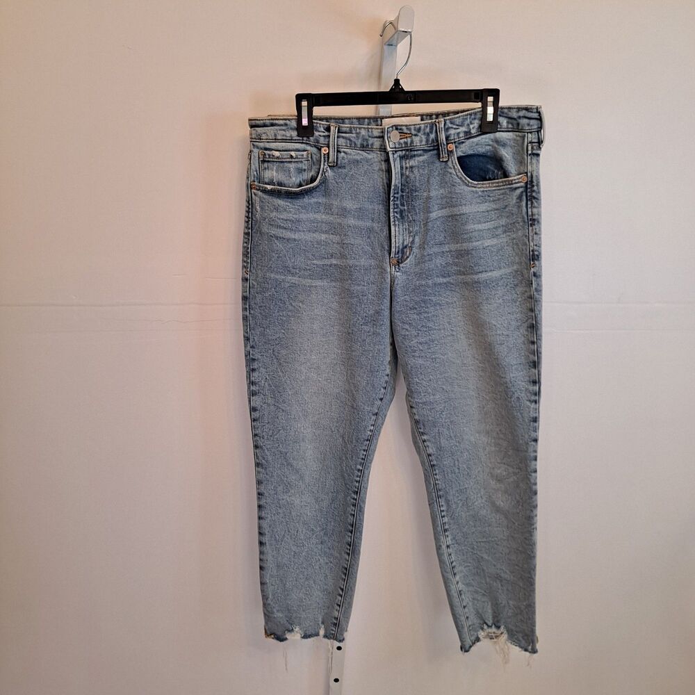 Dear John Womens 31 Jeans Stretch Straight High Rise Cropped Distressed Raw Hem